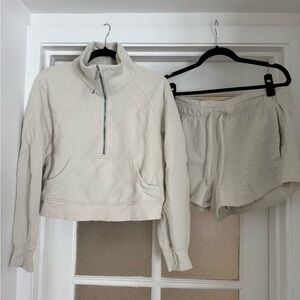 lululemon athletica Light Cream Logo Pullover & Matching Shorts